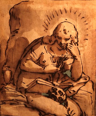 null 17th century ITALIAN school 
Penitent Magdalene
Pen and brown ink, brown wash
16...