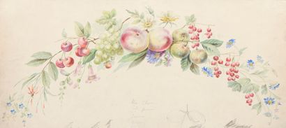 null 19th century LYONIAN school
Decorative project with peaches, plums, cherries...