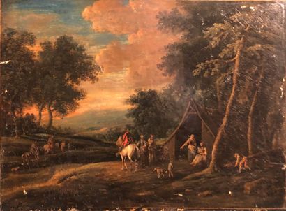 null Attribué à Jacques Guillaume van BLARENBERGHE (1691 – 1742)
Le repos des paysans
Papier...