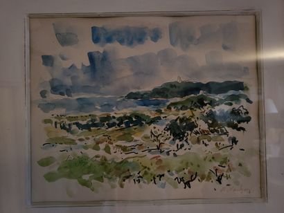 null Alfred VACHON (1907-1994)
Paysages du sud de la France
Cinq aquarelles.
Signées.
47,5...