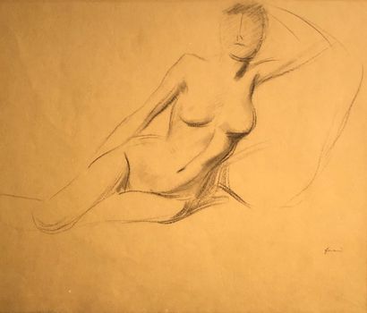 null Attributed to Jean - Louis FORAIN (1852 - 1931)
Study of a nude woman
Black...