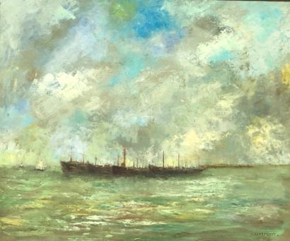 null Denis VERSPECHT (1919-c.1996)
Marine
Oil on canvas 
Signed lower right
50 x...