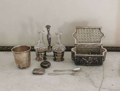 null Lot including a jewelry box with relief decoration, a timbale, a fish fork,...