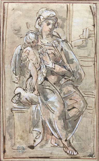 null Ecole ITALIENNE du XVIème siècle
La Vierge à l’Enfant
Plume et encre brune,...