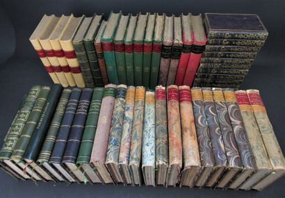 null Lot de littérature en reliures XIXe, dont :
1/ - Walter Scott. Œuvres. 60 volumes...