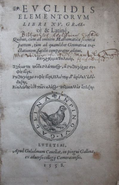 null Euclid. - Euclidis elementorum libri XV graece et latine, quibus, cum ad omnem...