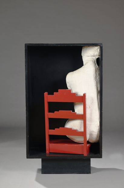 null George SEGAL (1924-2000)
Girl on a chair, 1970
Plaster, chair and painted panel,...