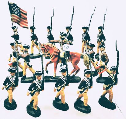null ELASTOLIN : Infanterie américaine 18ème siècle avec Officier à cheval – Musiciens...