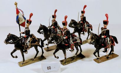 null LUCOTTE 1er Empire : Artillerie à cheval 1809 – 1815 : Cinq Cavaliers dont Officier...