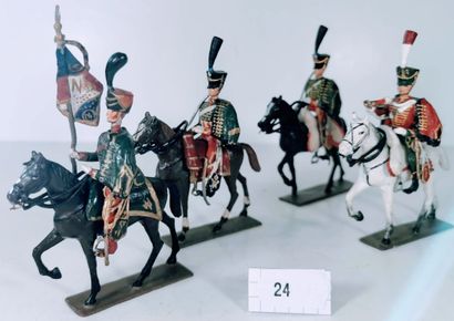 LUCOTTE 1er Empire : Quatre Hussards montés...