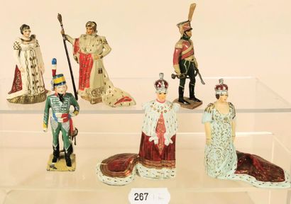 null G. VERTUNNI – 1950-1960 : Six figurines dont NAPOLEON 1er – JOSEPHINE en costume...