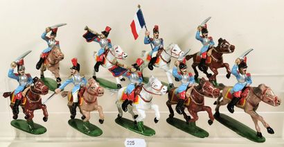 null QUIRALU : Cuirassiers 1870 at the charge: Two Trumpets - Flag Bearer - 6 Cuirassiers,...