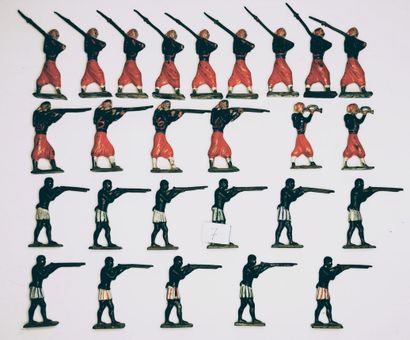 null CBG ½ Ronde Bosse : Zouaves et Africains – 27 figurines dont Fantassins – Tireurs...