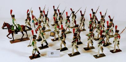 null LUCOTTE 1er Empire : Régiment d’Infanterie Légère au défilé avec Officier à...
