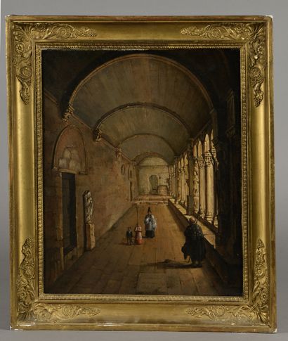 null Attr. to Marie Nicolas Honoré du VEYRIER (1813-1879)
View of the cloister of...