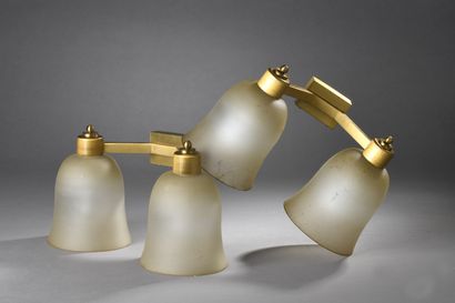 null JEAN PERZEL (1892-1986) 
Pair of wall lamps model "N° 909 Ter" with two gilded...