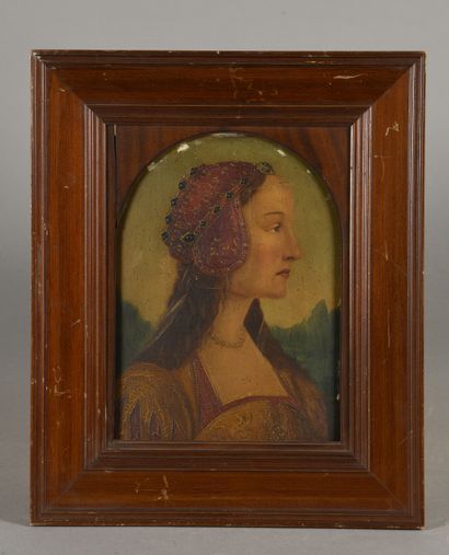 null 19th century ITALIAN school 
Figure of a woman in profile
Panel with oval painted...