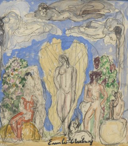 null Émile AUBRY (1880-1964)
Mythological scene
Watercolor and gouache on pencil...