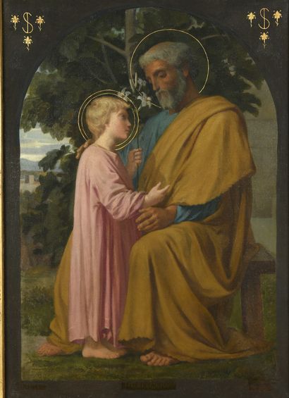 null Attribué à Jules Élie DELAUNAY (1828-1891)
Saint Joseph et l’Enfant Jésus, 1853
Huile...