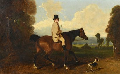 null D’après Alfred de DREUX (1810-1860)
Cavalier à cheval
Huile sur toile. 
Signature...