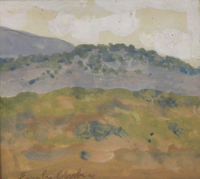 null Émile AUBRY (1880-1964)
Paysages aux collines
Trois aquarelles et gouaches sur...