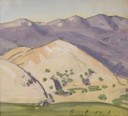 null Émile AUBRY (1880-1964)
Paysages aux collines
Trois aquarelles et gouaches sur...