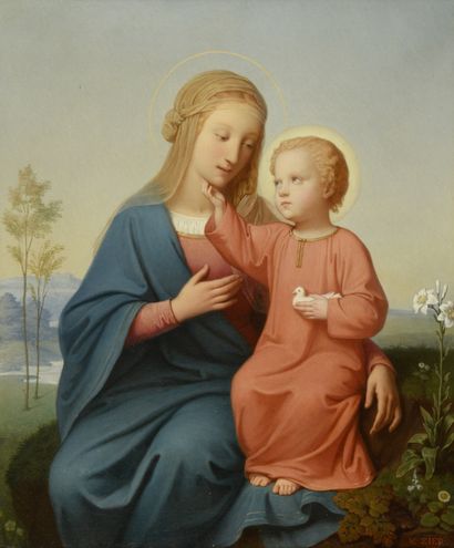 null Victor Casimir ZIER (1822-?)
Vierge à l’enfant tenant une colombe, 1853
Huile...