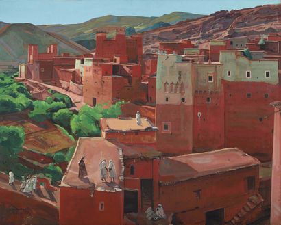 null Jacques MAJORELLE (1886-1962)
La Kasbah d’Anemiter, vue des terrasses, vallée...