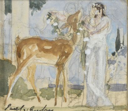 null Émile AUBRY (1880-1964)
Mythological scenes
Six watercolors on paper in the...