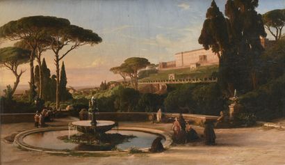 null Attributed to Tancrède GAZEAU de la BOUÈRE (1801- 1881)
The villa of Este 
Oil...