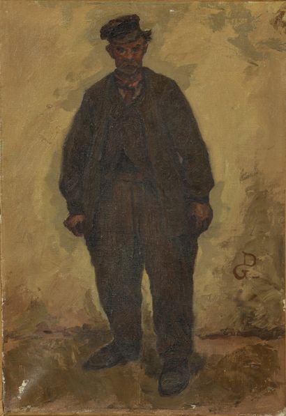 null Gaëtan DUMAS (1879-1950)
Ouvrier debout
Huile sur toile.
Monogrammée au milieu...