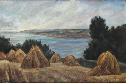 null Charles Hall THORNDIKE (1875-1935)
Les meules en bord de mer
Huile sur toile.
Signée...