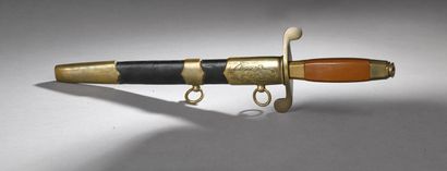 null Soviet navy officer's dagger, 21 cm blade; leather scabbard with gilt brass...