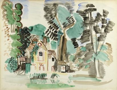 null Raoul DUFY (1877-1953)
Yellow house in the woods, circa 1923 
Watercolor on...