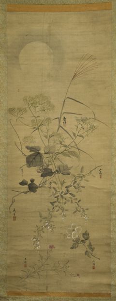null Painted in ink and colors on silk, flowers and foliage; appreciation and collection...