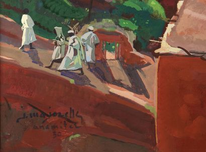 null Jacques MAJORELLE (1886-1962)
La Kasbah d’Anemiter, vue des terrasses, vallée...