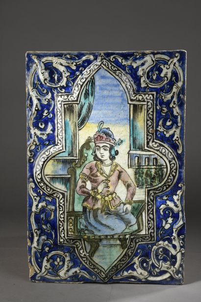 null TILES with the prince.
Ceramic tile with molded decoration painted in polychrome...