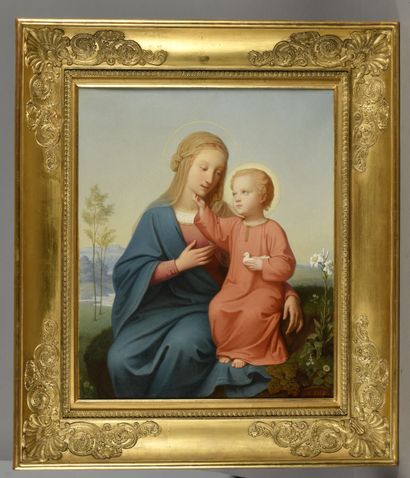 null Victor Casimir ZIER (1822-?)
Virgin and child holding a dove, 1853
Oil on canvas....
