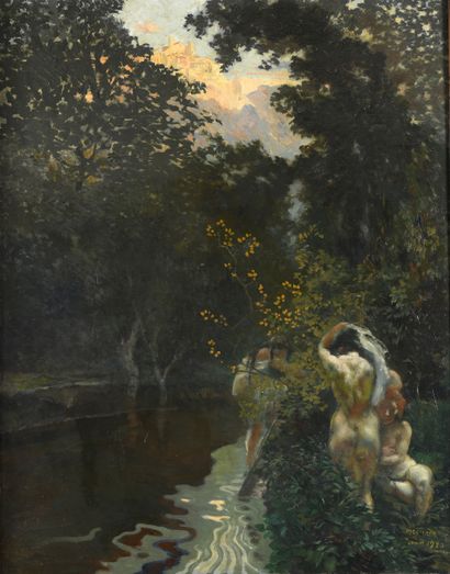 null Albert BESNARD (1849-1934)
Le Ruisseau dans la Sabine, 1920
Huile sur toile....