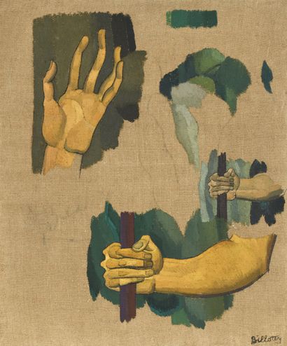 null Louis-Léon-Eugène BILLOTEY (1883-1940)
Étude de mains tenant un bâton 
Huile...