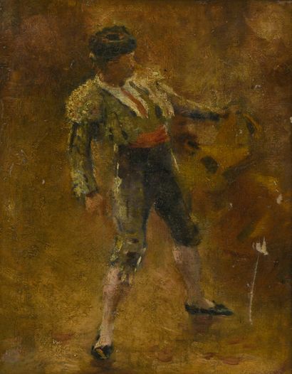 null School of the end of the XIXth century
The bullfighter 
Oil on canvas.
Scratches...