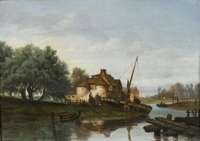 null 19th century HOLLAND school 
Animated landscape with a mill
Animated landscape...