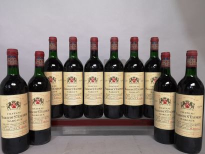 null 10 bottles Château MALESCOT St EXUPERY 1990 - 3rd Gcc Margaux 
Slightly stained...