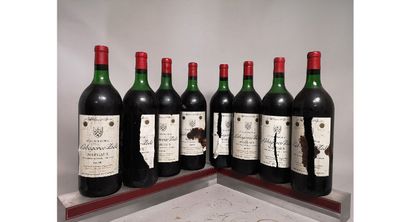 null 8 magnums Château LABEGORCE ZEDE 1975 - Margaux 
Stained and torn labels. 6...