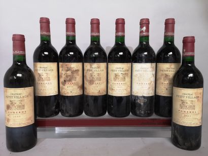 null 8 bottles Château PETIT VILLAGE 1993 - Pomerol 
Stained and damaged labels.