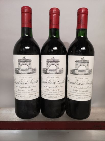 null 3 bouteilles Château LEOVILLE LAS CASES 1990 - 2e Gcc Saint Julien 
Niveaux...