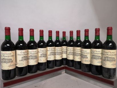 null 12 bouteilles Château HAUT MARBUZET 1990 - Saint Estèphe 
Étiquettes légèrement...