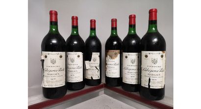 null 6 magnums Château LABEGORCE ZEDE 1975 - Margaux 
Stained and torn labels. 4...