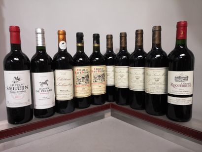 null 10 bouteilles BORDEAUX DIVERS de 1995 à 2009 : 
Ch. SEGUIN 2001 - Pessac Lèognan,...