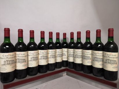 null 12 bouteilles Château HAUT MARBUZET 1992 - Saint Estèphe 
5 niveaux base goulot,...